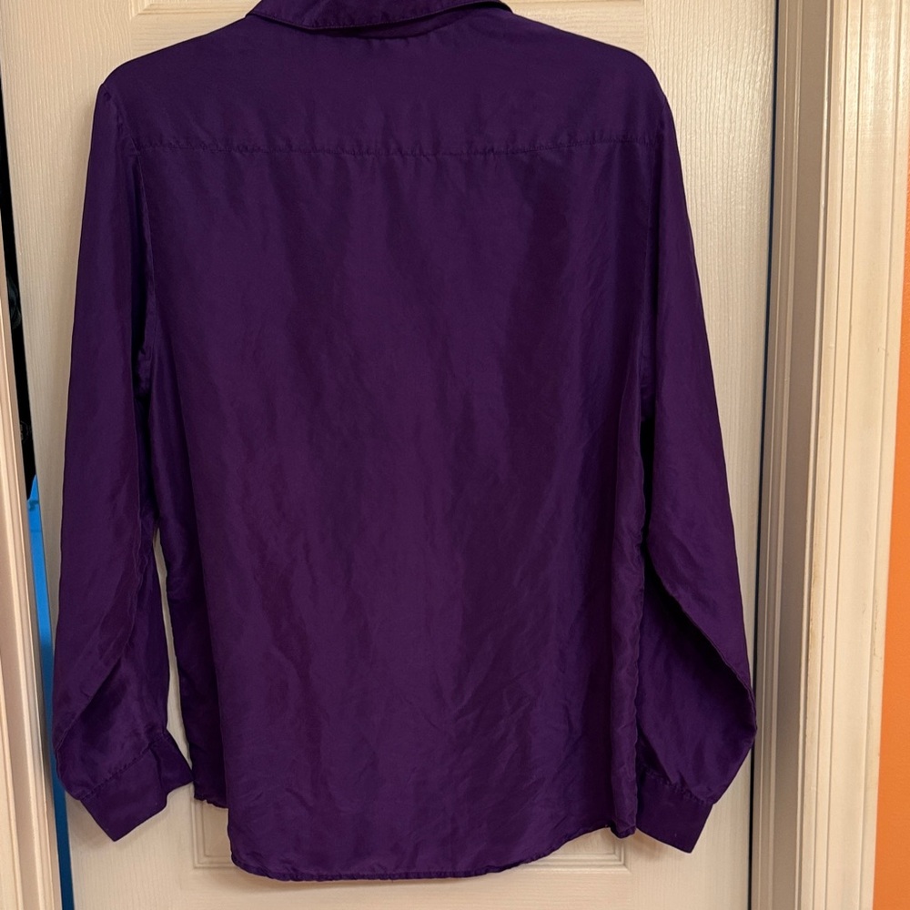 Silk Long Sleeve Women’s Purple Button-Up Blouse by S.I.N.Y. Size Medium - Picture 4 of 7